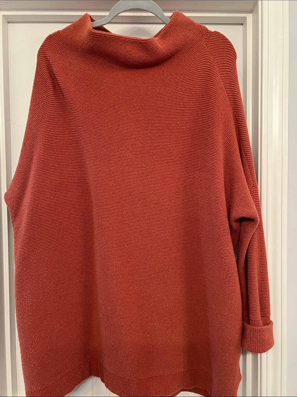 Free People Brick Orange Funnel Neck Sweater